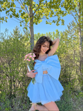 LTP1824,Sky Blue Chiffon Bowknot A-Line Homecoming Dresses, Cute Blue Homecoming Dress