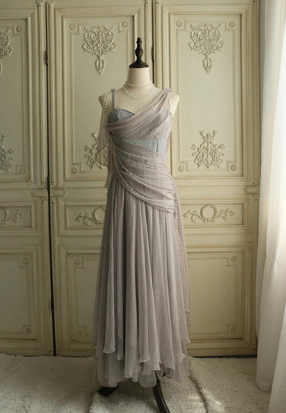 Affordable Prom Dresses Under $180||Lovely Pink 🩷Chiffon  Prom Dress Princess Pearls Spaghetti Straps Evening Dresses