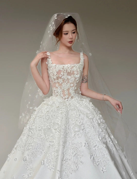 Timeless White Wedding Dress Satin Appliques A-Line Bridal Gown Sleeveless Bridal Dresss