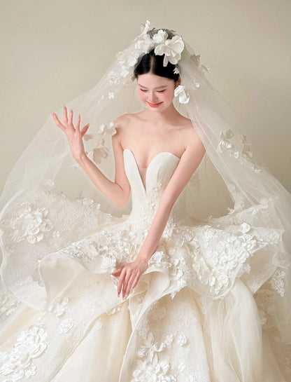 Timeless White Wedding Dress Tulle Sweetheart A-Line Bridal Gown Sleeveless Bridal Dresss