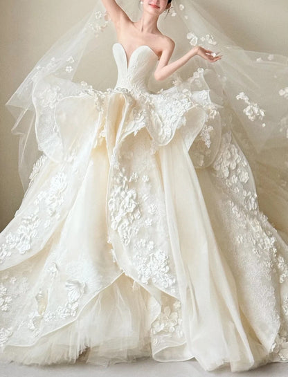Timeless White Wedding Dress Tulle Sweetheart A-Line Bridal Gown Sleeveless Bridal Dresss