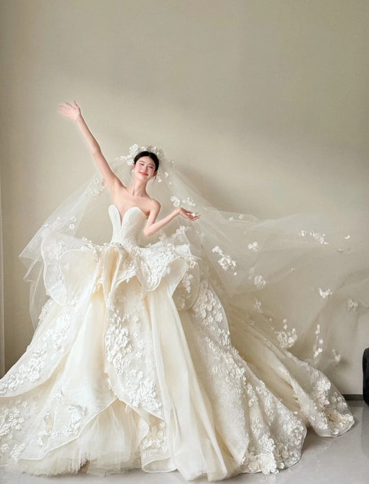 Timeless White Wedding Dress Tulle Sweetheart A-Line Bridal Gown Sleeveless Bridal Dresss