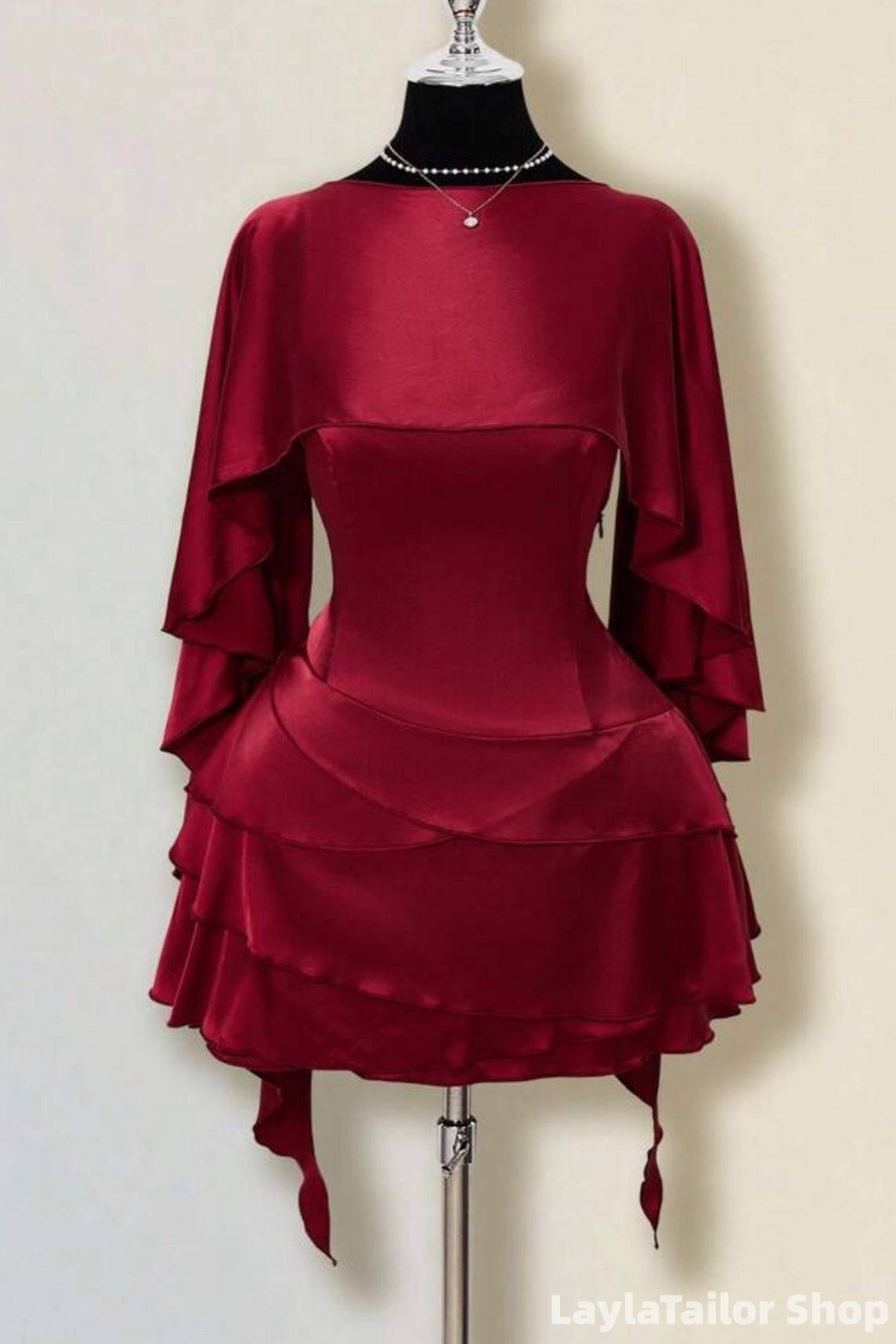 Elegant Burgundy Ruffle Homecoming Dresses, Back To School Dress LTP82744