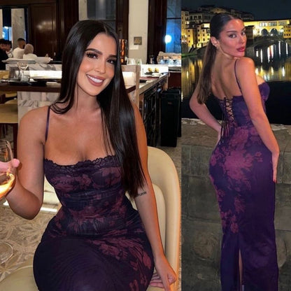 Elegant Floral Bodycon Party Dresses Spaghetti Straps Sexy Prom Dress,LTP4157