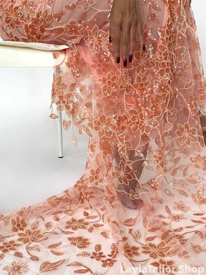 Elegant Pink Spaghetti Strap Sleeveless Mermaid Tulle Long Prom Dresses Online LTP82703