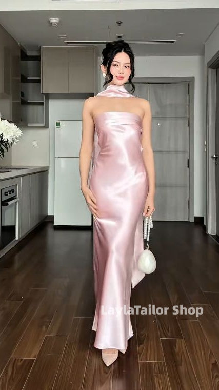 Elegant Pink Strapless Simple Prom Dress,LTP4576