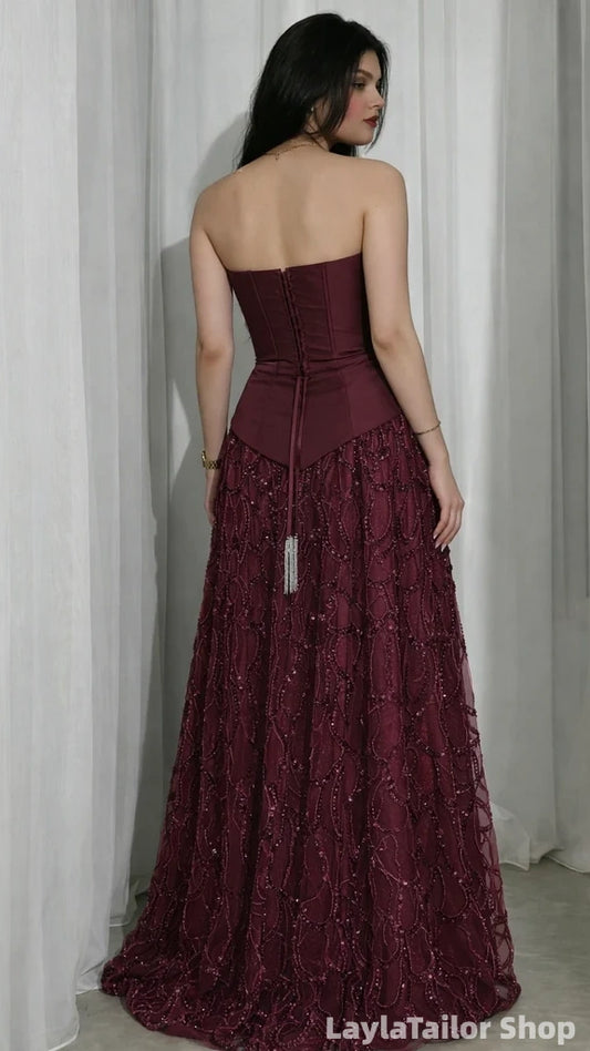 Elegant Red Sweetheart A-Line Long Prom Dress Ideas, Evening Party Dresses LTP82704
