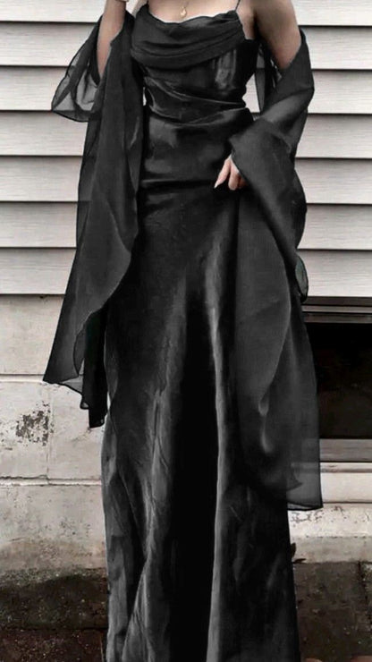 Elegant Sheath Chiffon Satin Long Prom Dresses,LTP4491