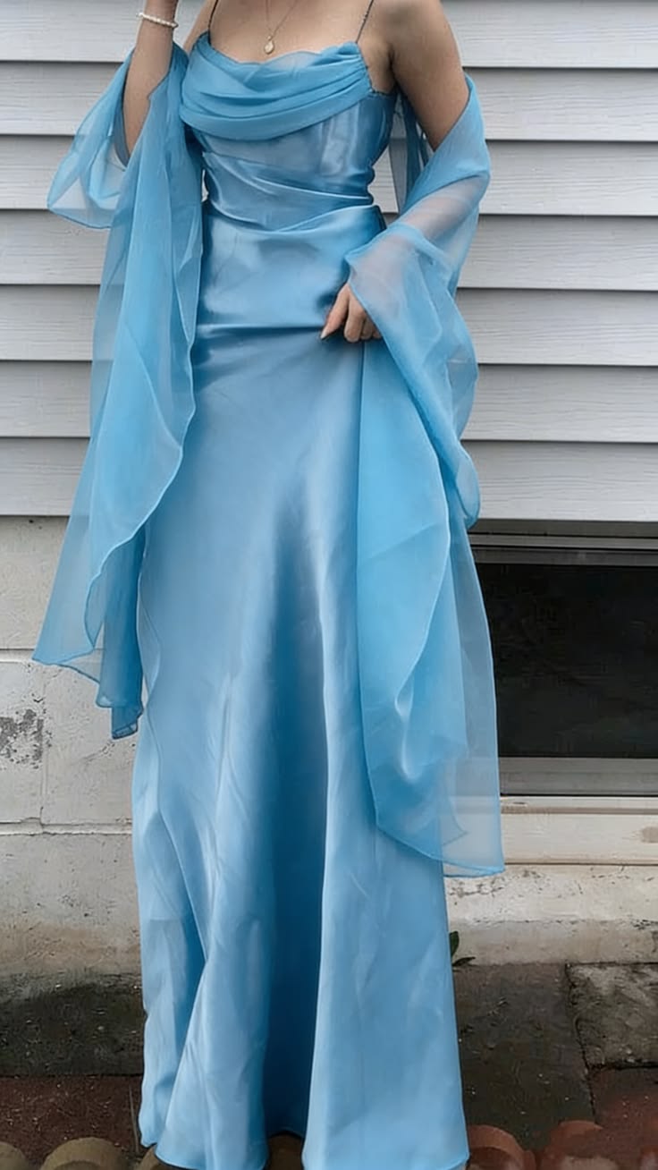 Elegant Sheath Chiffon Satin Long Prom Dresses,LTP4491