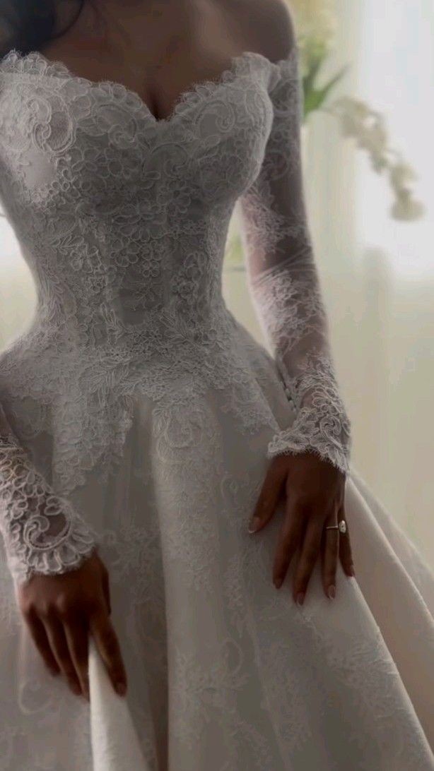 Elegant White Lace Wedding Dress Off The Shoulder Bridal Gown,LTP4163