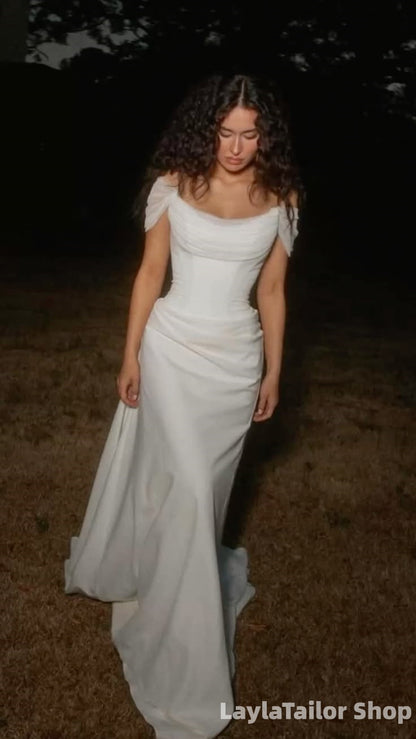 Elegant White Off The Shoulder Mermaid Wedding Dresses