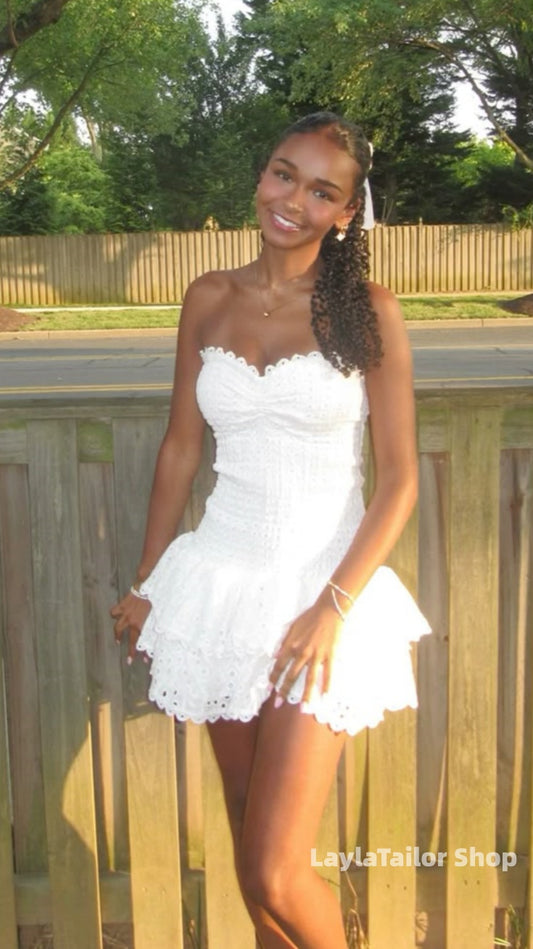 Elegant White Water-Soluble Lace Mini Party Dress,LTP3657