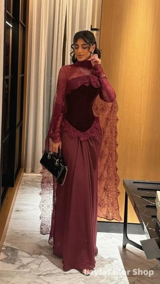 Elegant Burgundy Lace Corset Long Prom Dresses,LTP82786