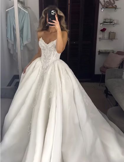 Elegant Lace Wedding Ball Gown Sweetheart Bridal Dress,LTP4013