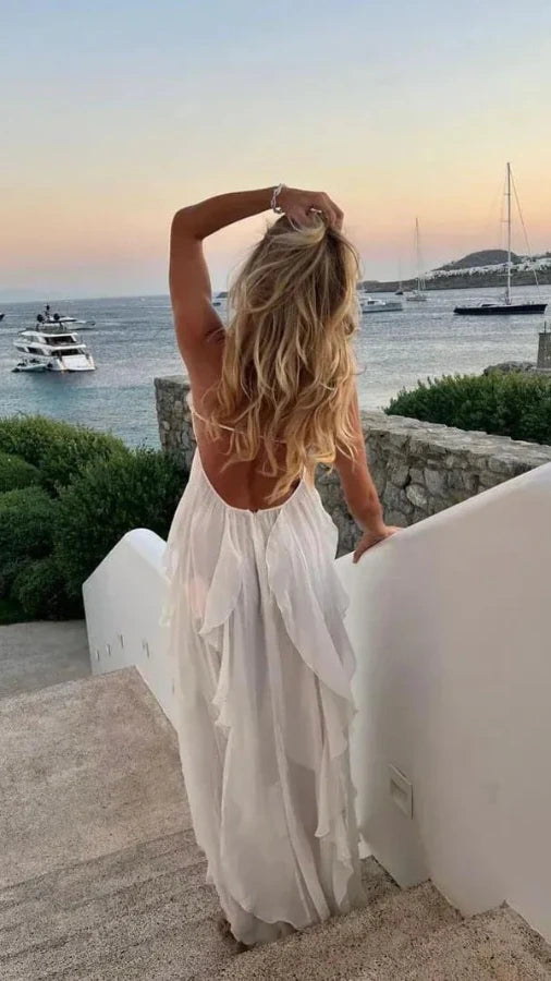 Elegant White Chiffon Party Dress Ruffle Women Prom Dresses,LTP4172