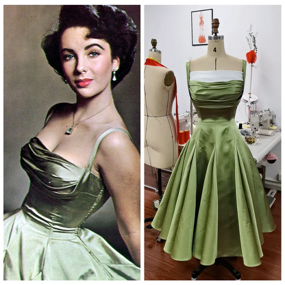 Pretty Vintage 1950S Celebrating Dress A-Line Satin Homecoming Dress