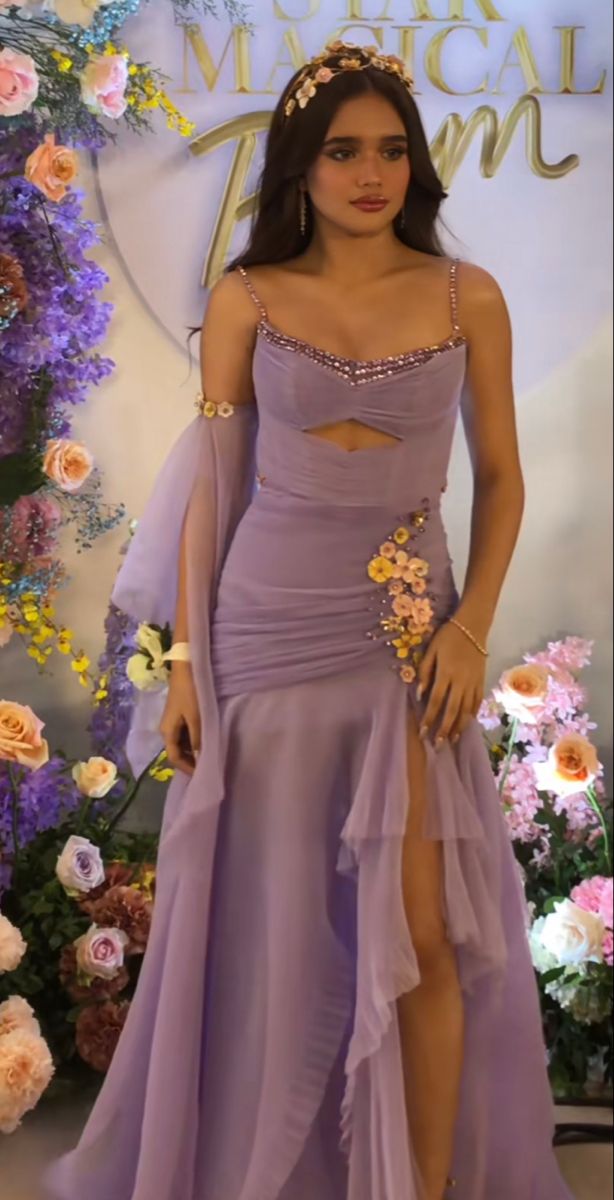 Fairy Lilac Chiffon Mermaid Prom Dress With Slit,LTP3966