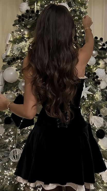 Fake Double Layers Black Homecoming Dress Strapless A-line Party Dress Short Formal Gown, LTP3798