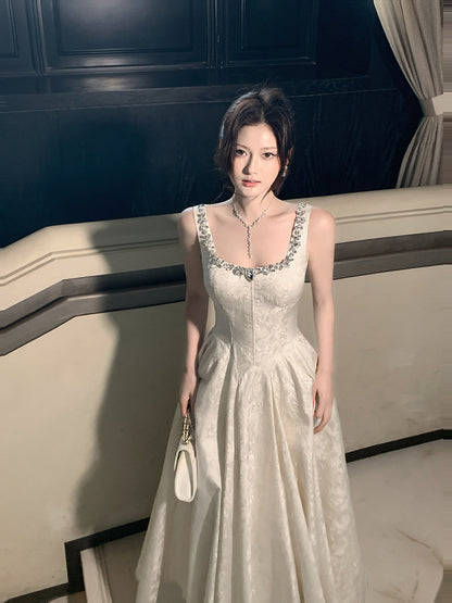 Fancy Ivory Beaded Floral Prom Dresses A-line Senior Party Dress,LTP4381