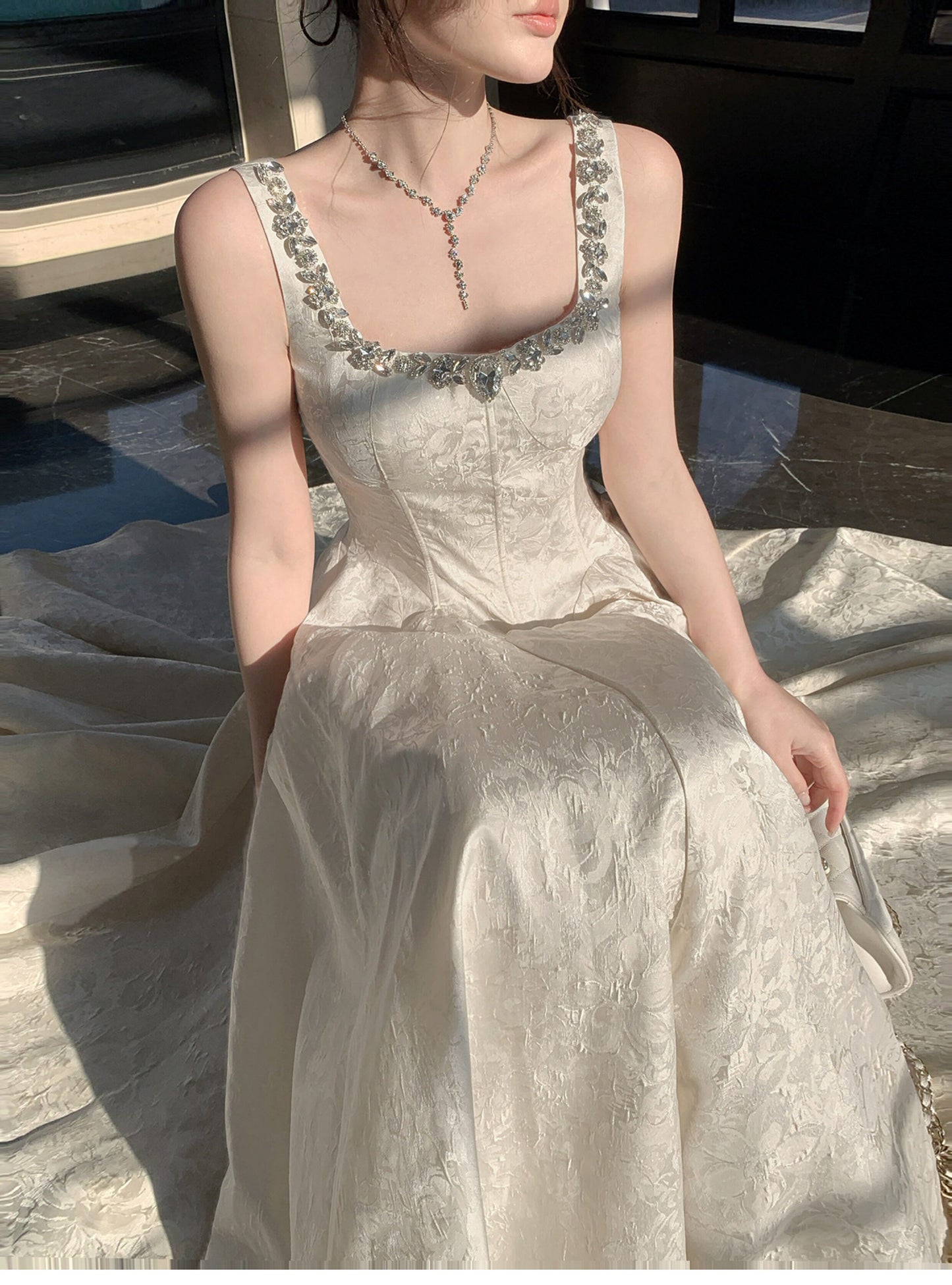 Fancy Ivory Beaded Floral Prom Dresses A-line Senior Party Dress,LTP4381