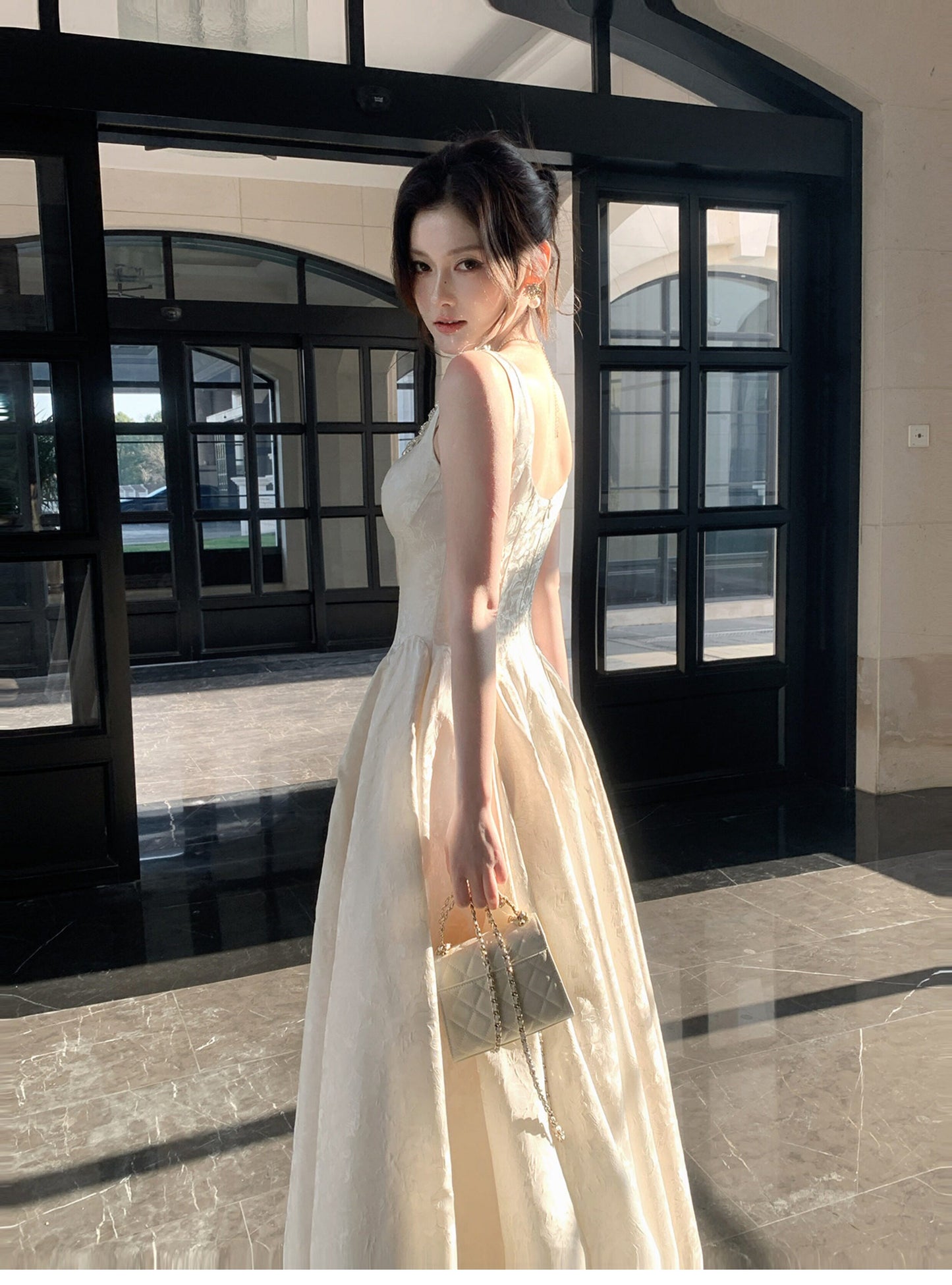 Fancy Ivory Beaded Floral Prom Dresses A-line Senior Party Dress,LTP4381