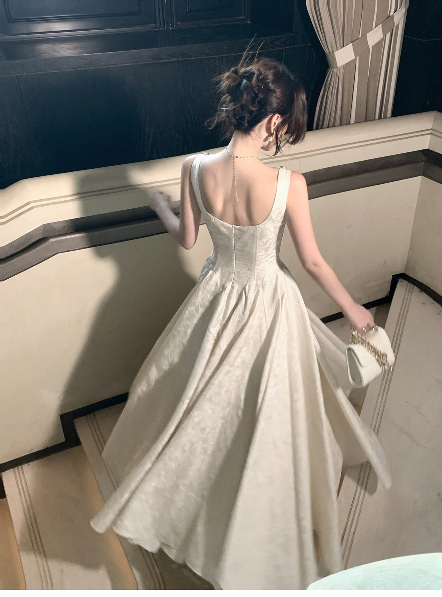Fancy Ivory Beaded Floral Prom Dresses A-line Senior Party Dress,LTP4381