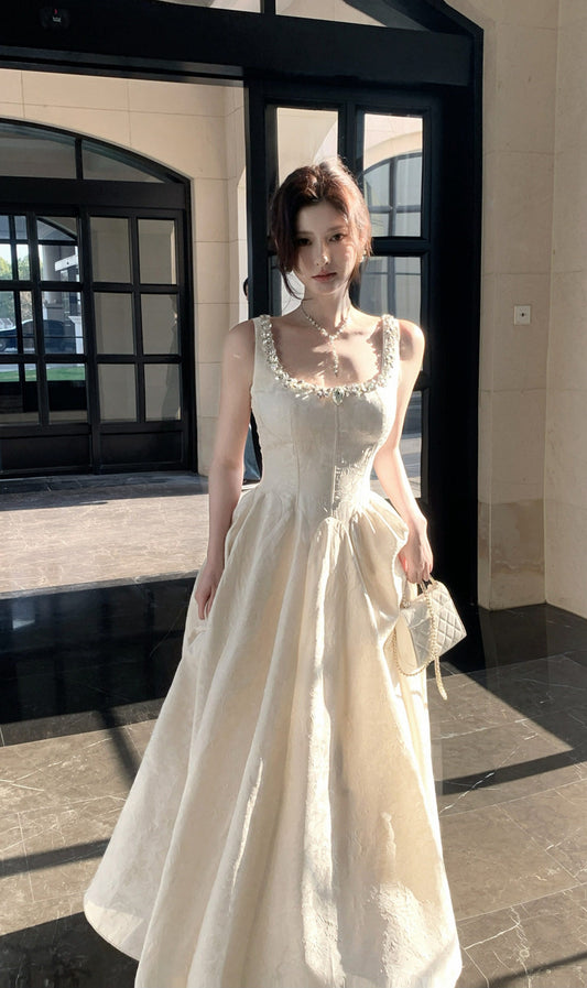 Fancy Ivory Beaded Floral Prom Dresses A-line Senior Party Dress,LTP4381