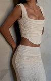 Fast Delivery Two Pieces Ivory Lace Mermaid Prom Evening Dress, LTP2940