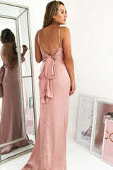 Flattering Cowl Neck Silk Long Prom Dress