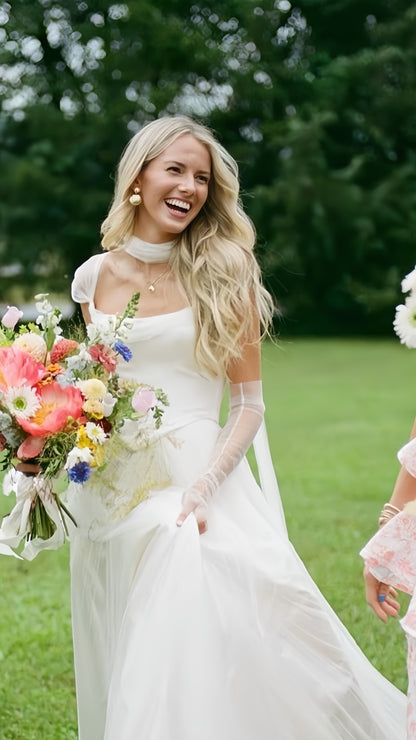 Fluffy White Pleated Wedding Dresses A-Line Bridal Dress, LTP3792