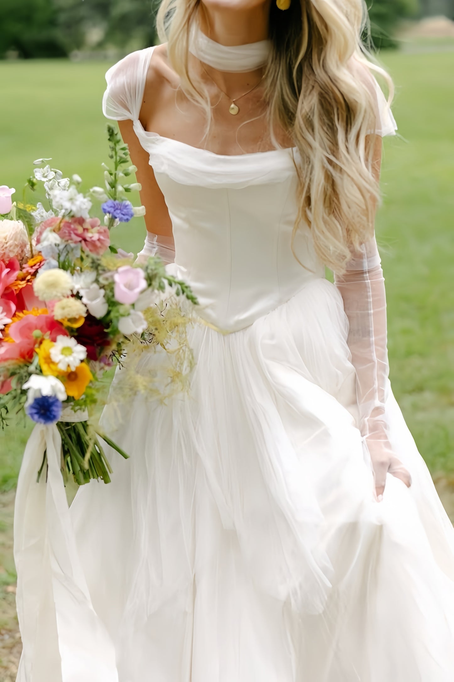 Fluffy White Pleated Wedding Dresses A-Line Bridal Dress, LTP3792
