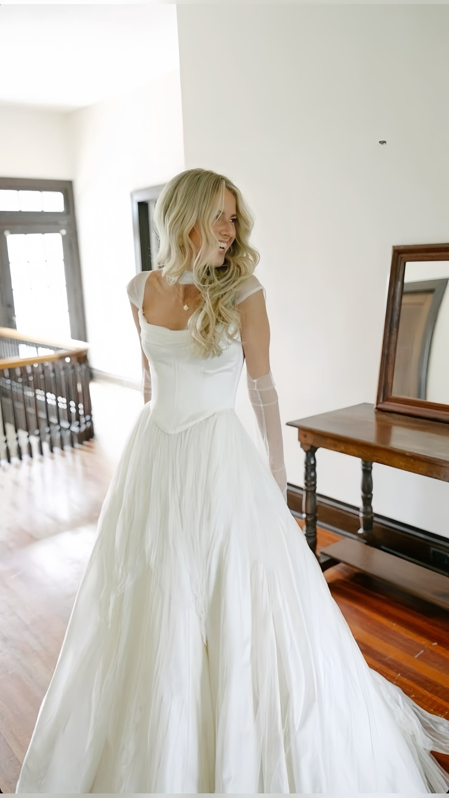 Fluffy White Pleated Wedding Dresses A-Line Bridal Dress, LTP3792