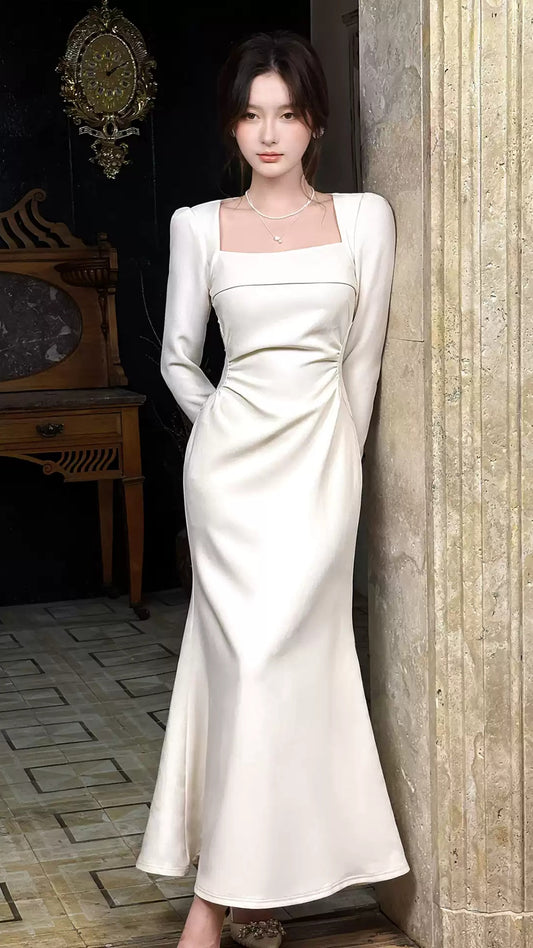 Formal Dress Ivory Mermaid Long Sleeves Party Dress,LTP4379