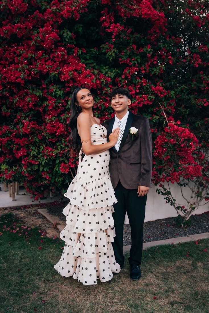 White Black Dots Prom Dress
