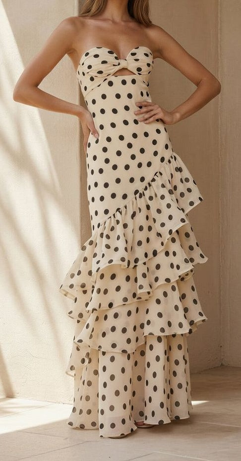 White Black Dots Prom Dress White Black Dots Prom Dress