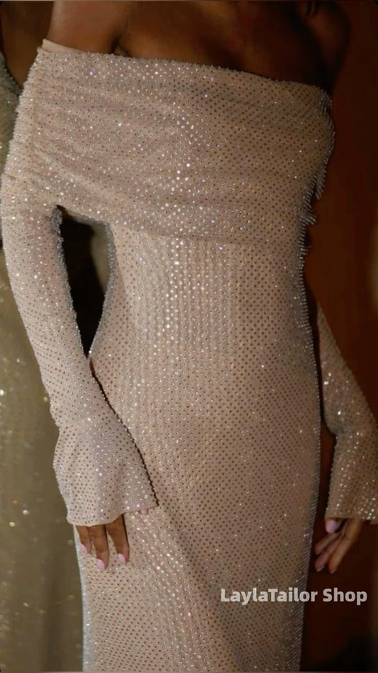 Glitter Off The Shoulder Mermaid Prom Dresses Elegant Bridal Dress,LTP3611