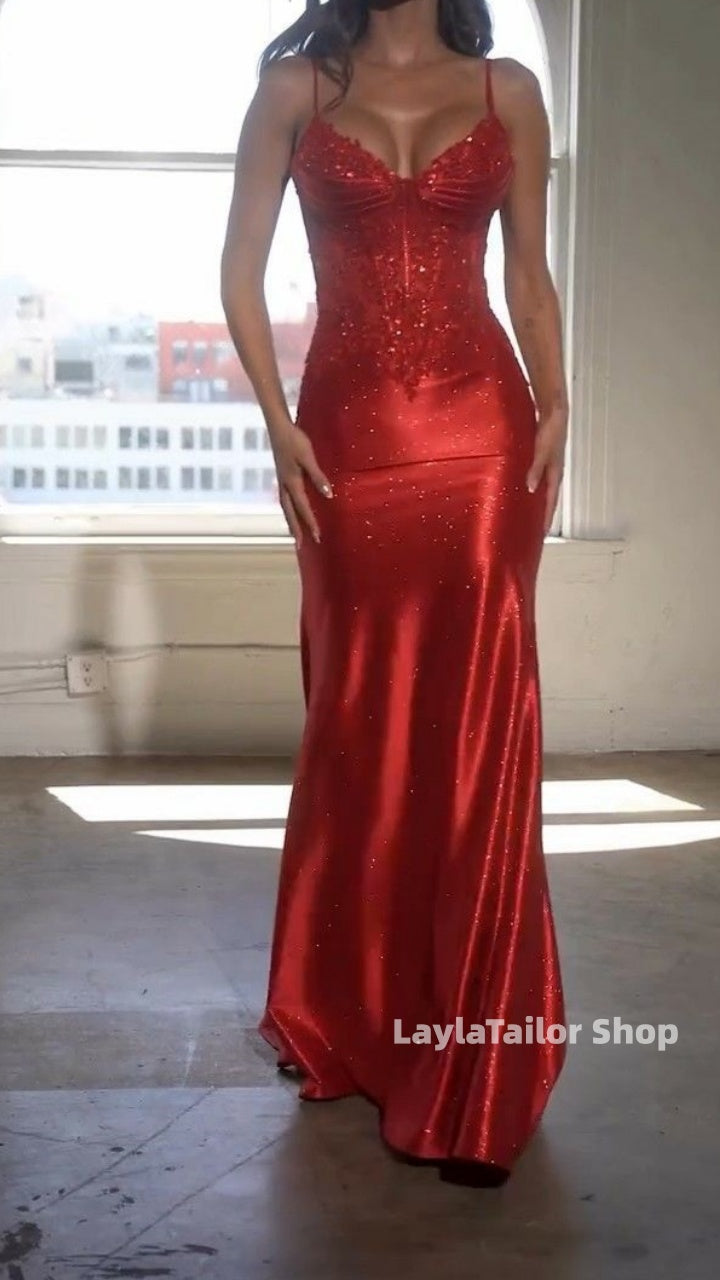 Glitter Red Mermaid Prom Dresses Long Formal Dress,LTP4567