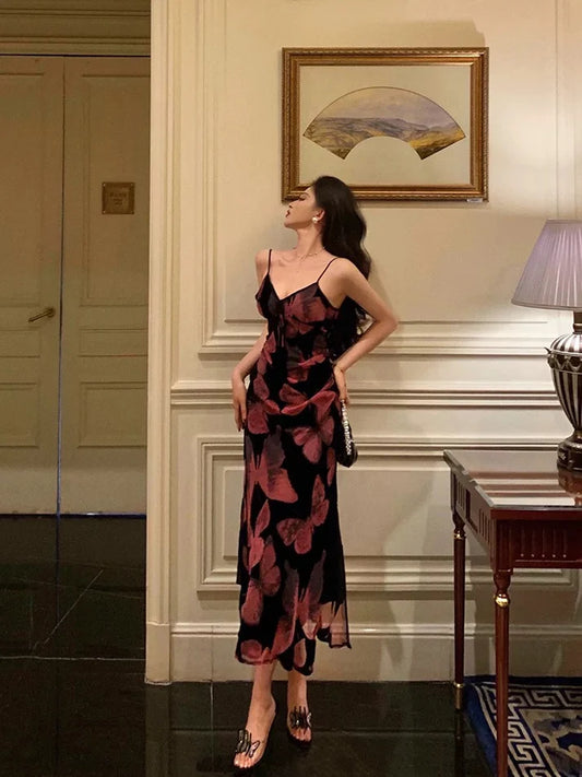 Gorgeous Mermaid Spaghetti Straps Pink Black Date Night Dress Prom Dresses Birthday Outfits, LTP3613