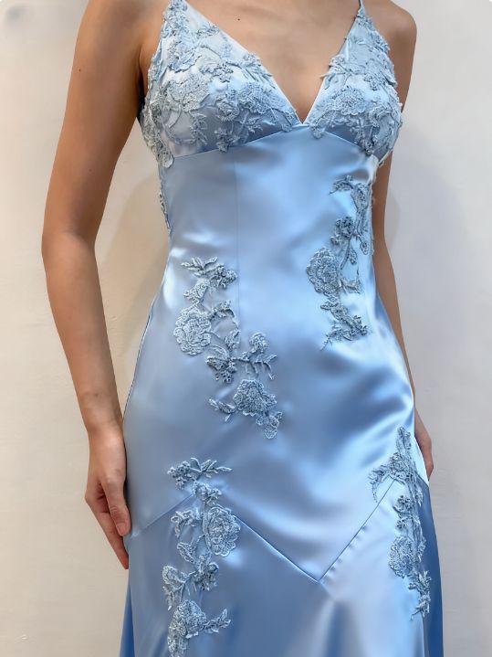 Green Mermaid V Neck Appliques Satin Open Back Long Prom Dress Outfits,LTP4433