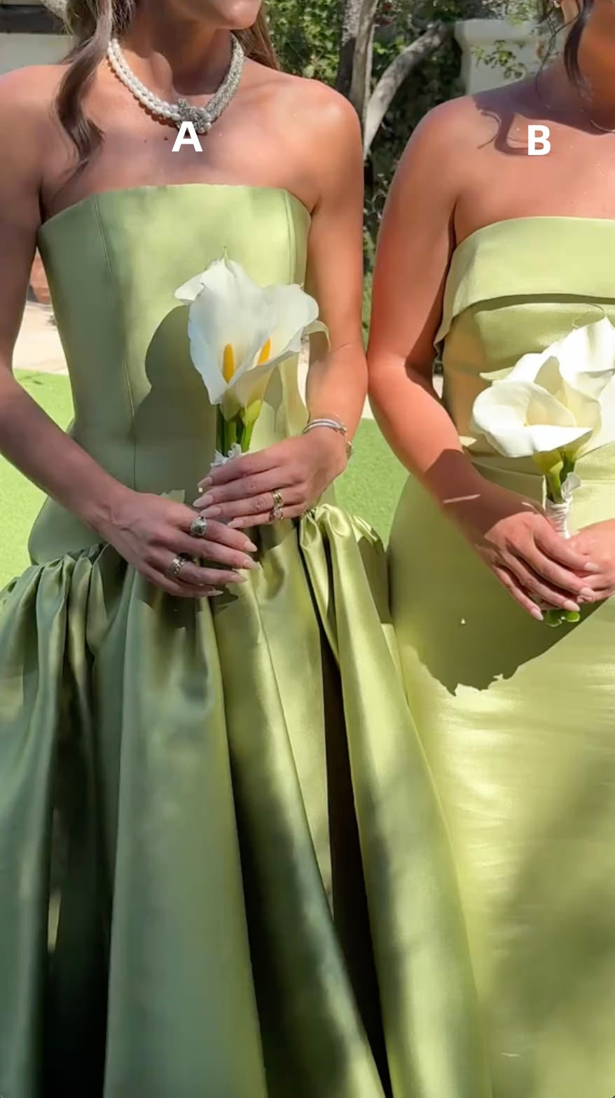 Green Strapless Bridesmaid Dresses Custom Made Satin Bridesmaid Gown