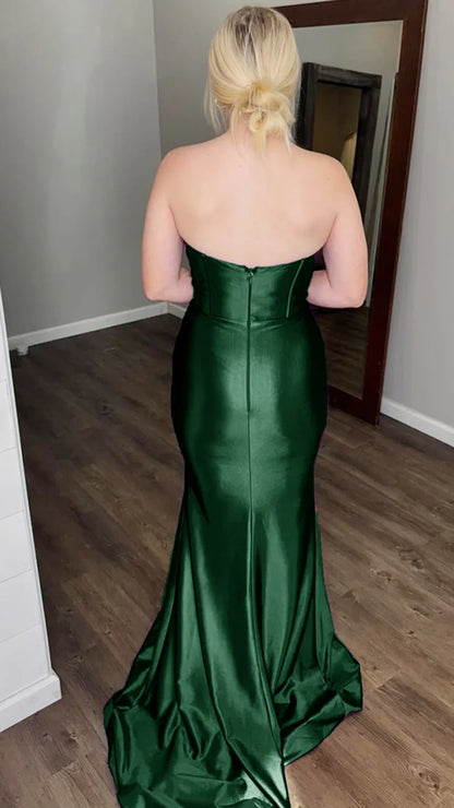 Green Sweetheart Mermaid Prom Dresses With Split,LTP4226