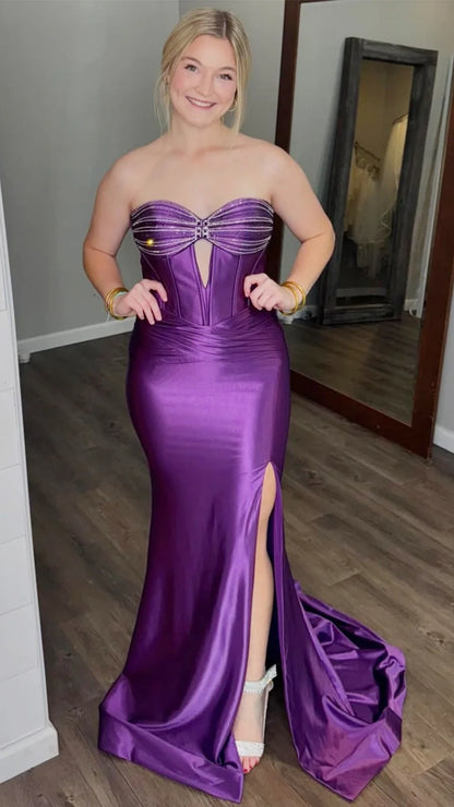 Green Sweetheart Mermaid Prom Dresses With Split,LTP4226