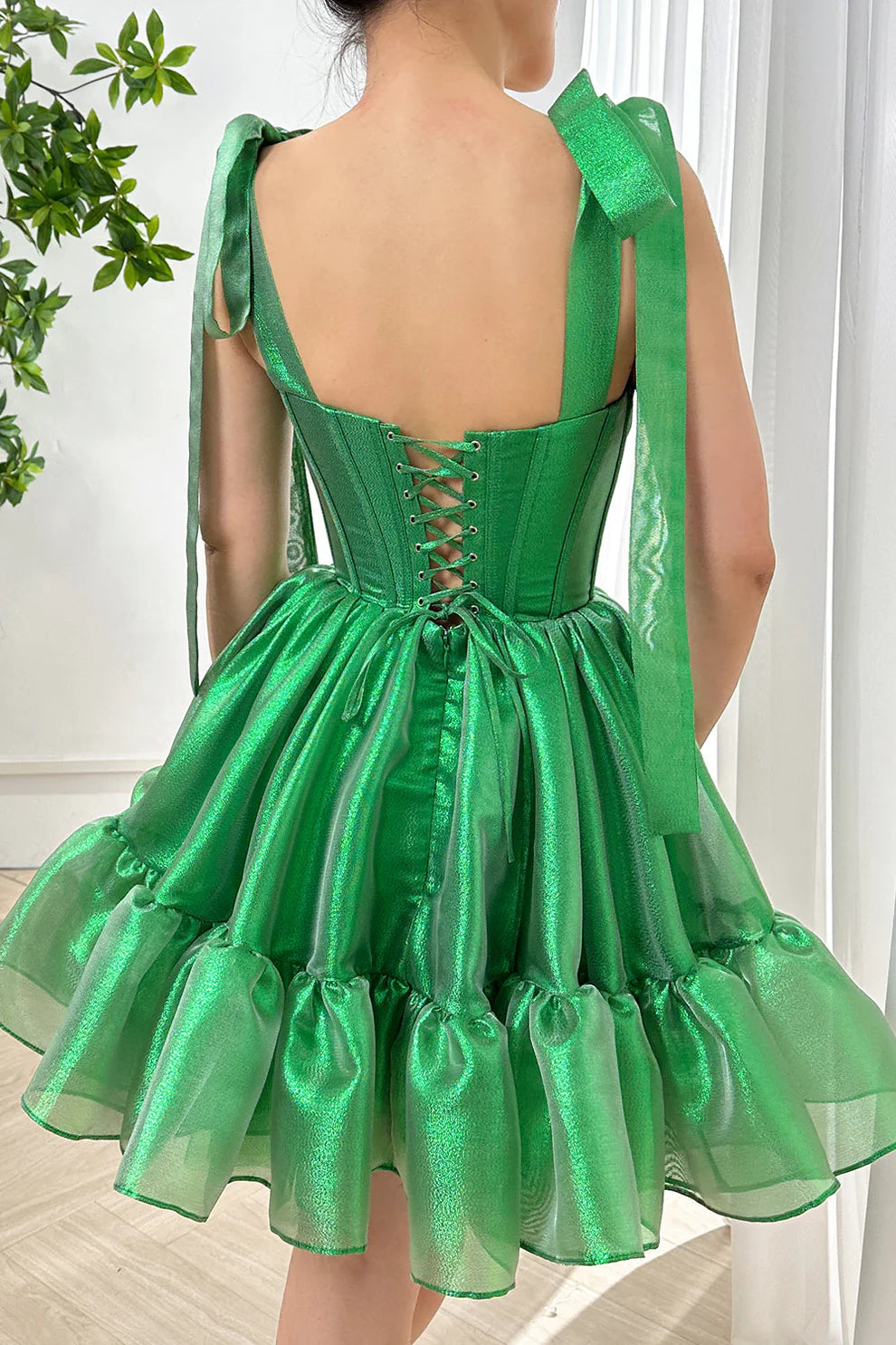 Green Sweetheart Organza Homecoming Dresses A-Line Party Gown, LTP3202