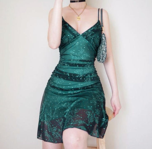Green Lace Bodycon Homecoming Dresses V-neck Short Prom Dress,LTP3971