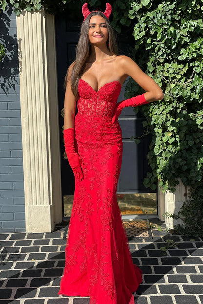 Cute Mermaid Sweetheart Light Blue Lace Long Prom Dresses