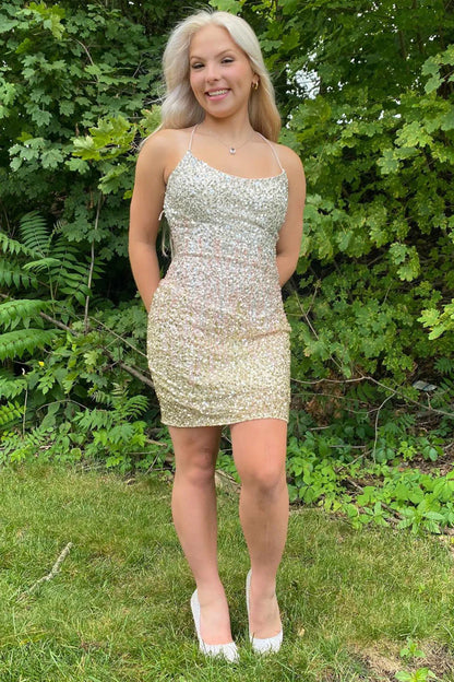 Cross Back Bodycon Sequin Homecoming Dresses