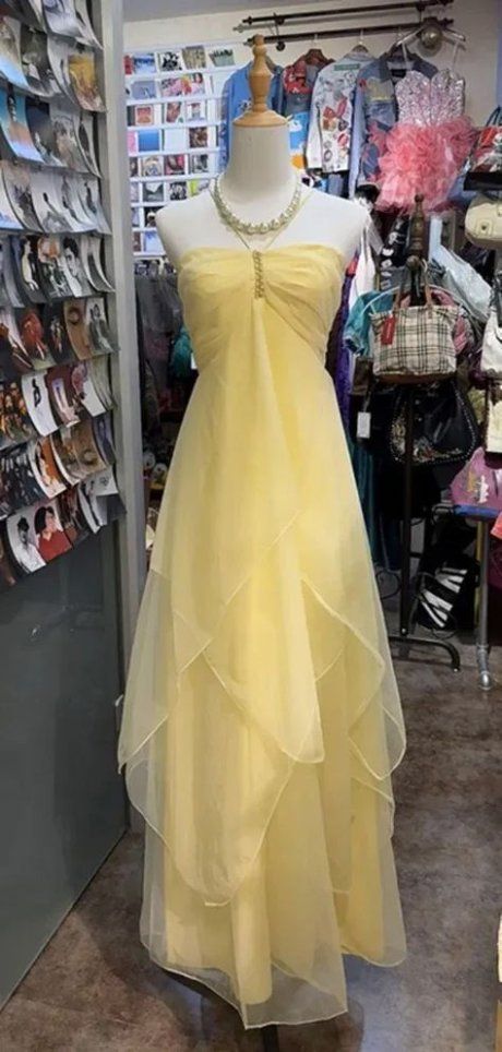 Halter Yellow Chiffon Party Dress Ruffle Evening Prom Dress,LTP4222