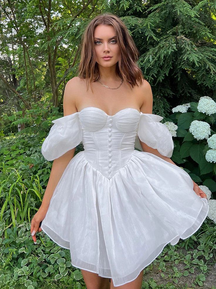 Hand Made White Chiffon A-Line Homecoming Dresses, LTP3138