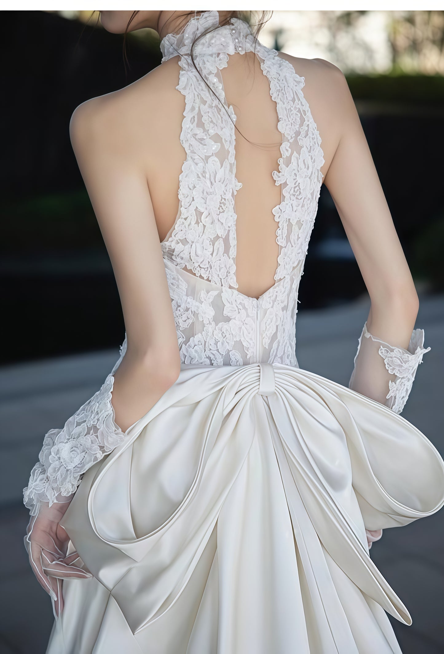 High Neck White Lace Mermaid Wedding Dresses,LTP3670