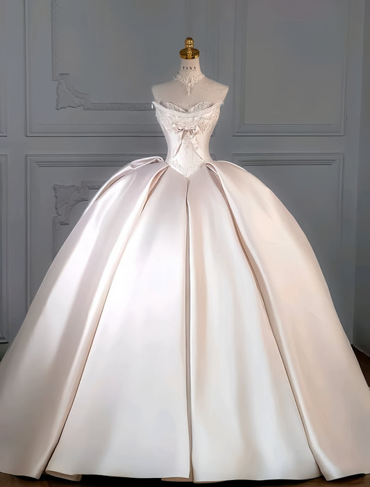 High Quality Appliques Wedding Dresses Vintage Sweetheart Lace Bridal Dress Strapless Ball Gown,LTP4229